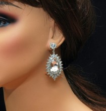 wedding photo -  Bridal Earrings,Swarovski Crystal Chandelier Bridal Earrings, Pearl Wedding Earrings, Austrian Crystal Diamante Jewellery Bridal Earrings Etsy