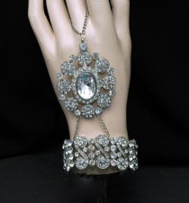 wedding photo -  The Great Gatsby Bracelet, Slave Bracelet,Art Deco Crystal Cuff Bridal Bracelet,1920's Style Ring Bracelet,Statement Bracelet