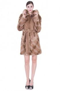 wedding photo -  Faux light brown mink fur with ruby button middle women coat coat