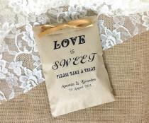 wedding photo -  50 Personalized Love is Sweet rustic wedding favor bag, brown kraft paper bag, wedding gift bags