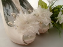 wedding photo -  Vintage inspired bridal shoe clips lace bridal shoe clips shoe jewelry flower shoe clips bridal shoe clips wedding accessory