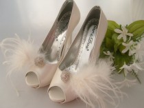 wedding photo -  Vintage inspired bridal shoe clips feather bridal shoe clips shoe jewelry art deco rhinestone shoe clips bridal shoe clips wedding accessory