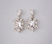 wedding photo -  Wedding Earrings - Chandelier Earrings, Gatsby Earrings, Vintage Style, Swarovski Crystals, Art Deco Style, Bridal Earrings - BRIGETTA