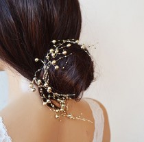 wedding photo -  Gold Pearl headband, Wedding gold Headband, Bridal Headband, Bridal Accessories, Wedding Accessories
