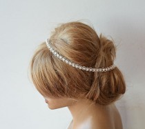 wedding photo -  Lace Pearl Wedding Headband, Lace Bridal Headband, Lace Pearl Weddings Hair, Bridal Hair Accessories