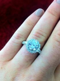 wedding photo - 18k White Gold Ritani Masterwork Halo Diamond Band Engagement Ring