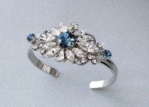 wedding photo -  Wedding Bracelet - Bridal Bracelet, Something Blue, Cuff Bracelet, Crystal Bracelet, Swarovski Crystals, Vintage Style, Gatsby Style - VERA