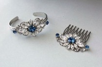wedding photo -  Wedding Jewelry SET, Wedding Bracelet Set, Bridal Bracelet Set, Wedding Hair Comb, Wedding Bracelet, Something Blue - BELLA