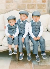 wedding photo - Ring Bearers In Vests And Newsboy Caps