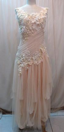 wedding photo - Custom Made One Of A Kind Tulle Slant Asymmetrical Long Dress