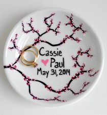 wedding photo - Spring Cherry Blossom Ring Dish - Customized Anniversary And Wedding Gift - Personalized Spring Wedding