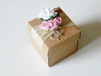 wedding photo -  10 rustic kraft favor box with paper flowers, wedding, bridal shower, bridesmaids, baby shower, tea party gift box