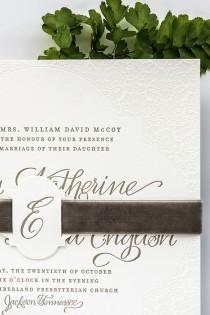 wedding photo - Elegant Letterpress Calligraphy Wedding Invitations