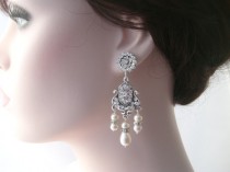wedding photo -  Bridal chandelier earrings-Vintage inspired Art deco rhinestone earrings-Swarovski crystal rhinestone chandelier earrings-Wedding jewelry