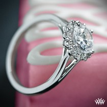 wedding photo - 18k White Gold Verragio Split Shank Halo Solitaire Engagement Ring