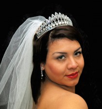 wedding photo -  Bridal Wedding Headpiece, Crystal Bridal Tiara Crown, Crystal Bridal Headpiece, Pearl Headpiece, Bridal Hair Accessories