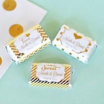 wedding photo -  Personalized Metallic Foil Mini Candy Bar Wrappers - Wedding