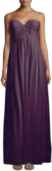 Donna Morgan Laura Strapless Ruched-Bodice Gown, Amethyst wedding photo - Donna Morgan Laura Strapless Ruched-Bodice Gown, Amethyst