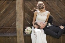 wedding photo - Long Wedding Dress, Ivory Wedding Dress, Crepe And Lace Dress With Train L7