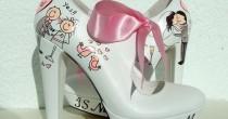 wedding photo - I Do! - Customized Wedding Shoes With Pink Ribbons - Handpainted Personalized Bridal Shoes