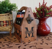 wedding photo - Wooden Beer Tote Personalized Beer Tote Handmade Beer Tote Wood Beer Caddy Valentine Father's Day Christmas Birthday Groomsmen Gift
