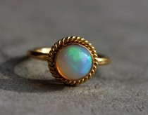 wedding photo - OOAK 22K Gold Opal ring - Natural Opal Ring - Engagement ring - Artisan ring - October birthstone - Bezel ring - Gift for her