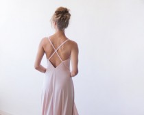 wedding photo - Pink Blush maxi dress, X-back straps, Open back dress, Maxi straps dress, Backless dress, Pink Bridesmaid dress, Formal dress, Party dress