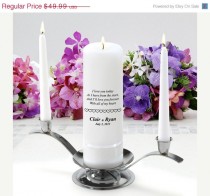 wedding photo - Personalized Wedding Unity Candle Set - Paper Hearts (330)