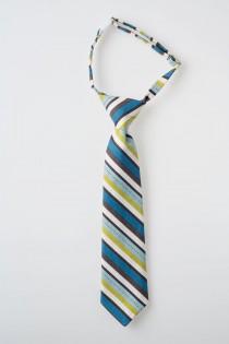 wedding photo - Boys Tie - Blue and Green Stripes - Childs Necktie