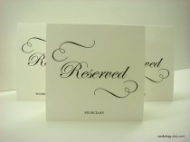 wedding photo - Reserved Seating Wedding Sign Tent Design with Elegant Swirls and Script Font Prepared with Your Custom Wording for your Wedding Reception