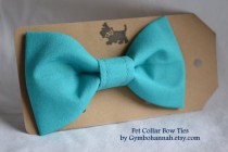 wedding photo - Teal Blue Bow Tie for dogs or cats Pet collar bowties weddings photography pet fashion