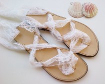 wedding photo - wedding sandals , white wedding sandals , beach wedding ,flat wedding sandal , bridal shoes,  bridesmaids gift