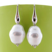 wedding photo - Baroque pearl earrings, white pearl earrings, bridesmaid earrings, sterling silver 925, bridal jewellery, wedding jewels