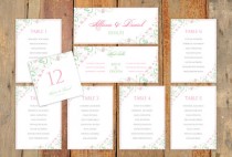 wedding photo - Wedding Seating Chart Template - DOWNLOAD Instantly - EDITABLE TEXT - Chic Bouquet (Mint & Pink)  - Microsoft Word® Format