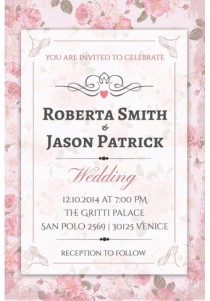 wedding photo -  Vintage Rose Wedding Invitation