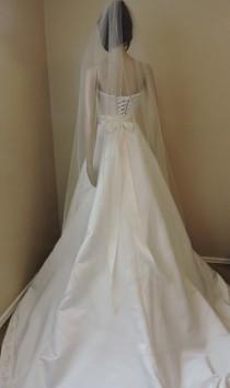 wedding photo - Floor Length Sheer Wedding Veil with Pencil Edge ST7050PE