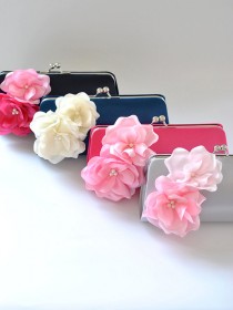 wedding photo - Set of 7  Bridesmaid clutches / Wedding clutches  - Custom Color - STANDARD SHIPPING
