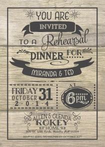 wedding photo - Rustic Rehearsal Dinner Invitations - wood typography