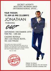 wedding photo - James Bond 007 Birthday Bachelor Casino Poker Top Secret Agent Mission Party Invitation