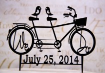 wedding photo - Wedding Cake Topper Bicycle for Two with We Do in the wheels and Your Wedding  Date
