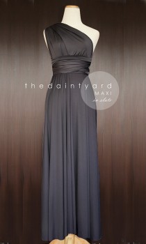 wedding photo - MAXI Slate Bridesmaid Convertible Dress Infinity Multiway Wrap Prom Maxi Long Dress Floor Length