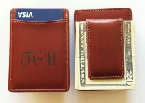 wedding photo - Personalized Leather Wallet Money Clip - Monogrammed Wallet - Personalized Engraved Leather money Clip - Groomsmen Gift - Gifts for Men