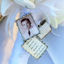 wedding photo - Customized Photo Charm for Bridal Bouquet, the Groom or Wedding Party. With photo and quote.