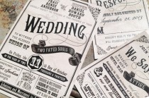 wedding photo - Civil Union Wedding Invitation Set. Fun Typography wedding invitations. Classic boardwalk carnival style wedding invitations