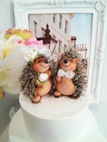 wedding photo - SALE Ooak lovely hedgehog wedding cake topper