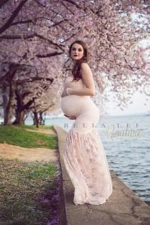wedding photo - Marilyn Gown (tm) / Maternity Gown / Fitted Lace maternity Gown /  Maxi Dress / Bridesmaid dress / Senior photo shoot