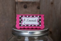 wedding photo - Bridal Shower Food Tents - Menu Cards - Place Cards - Food Signs - Lingerie Shower Decorations - Bachelorette Party in Pink and Black Dots
