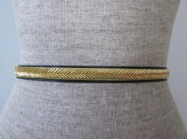 wedding photo - skinny Chevron Beaded sash / belt in Gold, Silver, Bronze