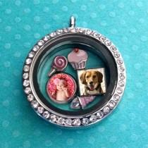 wedding photo - Personalized resin mini floating charm in 8mm silver bezel for your origami pendant owl locket circle or square available