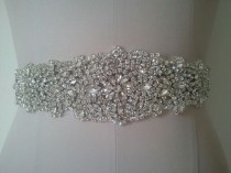 wedding photo - wedding belt applique, bridal rhinestone applique with crystals , rhinestones